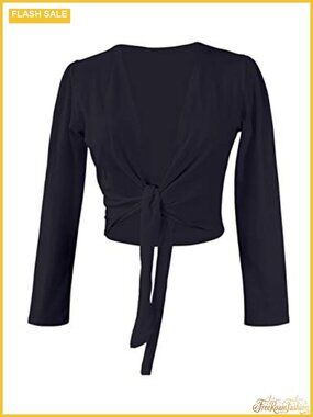 Ballet Wrap Cardigan Shrug Sweater Cotton Long Sleeve Dance Top
